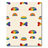 Rainbow Dog Bone and Bowl Kids Area Rug