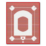 Red Pixel Baseball Stadium Area Rug