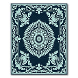 Blue and Teal Teal Mandala Navy Area Rug