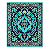 Ornate Teal Persian Area Rug with Gold Accents