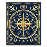 Nautical Gold Compass Anchor Area Rug