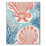 Red Crab Seashell Coastal Area Rug