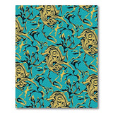 Teal Gold Marbled Abstract Area Rug