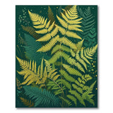 ODIKA Washable Dark Green Fern Botanical Area Rug - Low Pile Non-Slip Indoor Rug