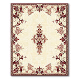 ODIKA Traditional Medallion Washable Area Rug, Cream & Burgundy Low Pile Non-Slip Rug