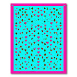 Playful Pink Hearts Checkers on Teal Rug
