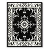 Ornate Black White Persian Medallion No. 8 Rug