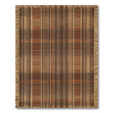 Rustic Brown Plaid Woven Fringe Area Rug