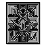 Intricate Black White Geometric Maze Black and White Rug