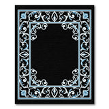 Ornate Blue Floral Border Area Rug