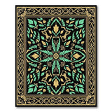 Teal Gold Ornate Medallion Persian Rug
