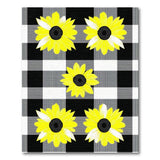 Yellow Sunflower Black White Check Area Rug