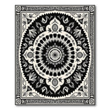 Black White Intricate Persian Mandala Rug