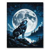 Howling Wolf Full Moon Night Sky Area Rug