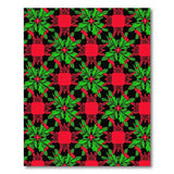 Vibrant Green Holly Leaf Red Berry Geometric Rug