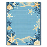 Coastal Blue Starfish Seashell Area Rug