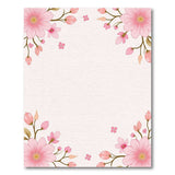Pink Pink Cherry Blossom Floral Border Rug