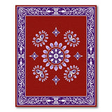 Red Persian Mandala Area Rug with Purple Paisley Border