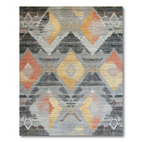 Grey Orange Geometric Southwestern Area Rug