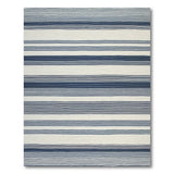 Blue and Teal Navy and Ivory Striped Coastal Area Rug