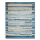 Coastal Beach Blue Striped Coastal Area Rug