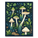 Floral Vintage Green Whimsical Mushroom Forest Area Rug