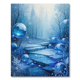 Enchanted Blue Bubble Winter Forest Area Rug