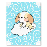 Cute Sleeping Puppy on Cloud Kids Rug