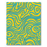 Multi-color and Patterns Vibrant Yellow Blue Swirl Abstract Area Rug