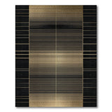 Gold Stripe Black Border Geometric Rug