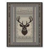 Tribal Deer Head Beige Area Rug