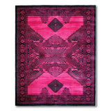 Vibrant Pink Black Geometric Tribal Rug