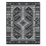 Black White Heritage Tribal Geometric Black and White Rug