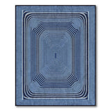 Navy Blue Concentric Geometric Area Rug