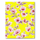 Sunny Yellow Area Rug with Pink Cherry Blossoms