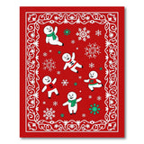 Playful Cartoon Snowmen Red Holiday Rug