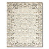 Beige and Neutral Ornate Beige Persian Area Rug with Grey Borders