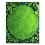Lush Green Leaf Framed Round Area Rug
