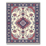 Traditional Persian Medallion Area Rug in Navy, Red Cream