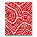 Red Wavy Red Abstract Area Rug