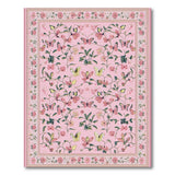 Floral Vintage Whimsical Pink Butterfly Floral Area Rug