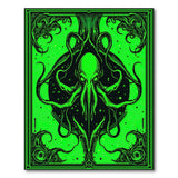 ODIKA Washable Cthulhu Neon Green Gothic Area Rug - Low Pile Non-Slip & Pet Friendly