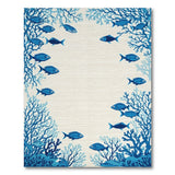 Blue Fish and Coral Reef Coastal Area Rug