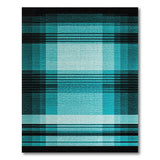 Teal Black Plaid Geometric Area Rug