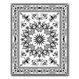Intricate Black White Floral Dragonfly Mandala Rug