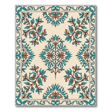Teal Floral Persian Motif Area Rug