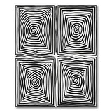 Hypnotic Black White Concentric Spiral Rug