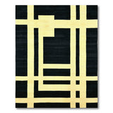Abstract Black Yellow Geometric Area Rug
