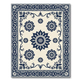 Blue and Teal Navy Sunflower Medallion Floral Area Rug