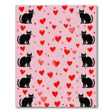 Whimsical Black Cats Hearts Pink Area Rug